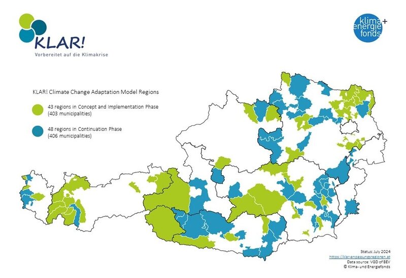 Map of KLAR! regions in Austria